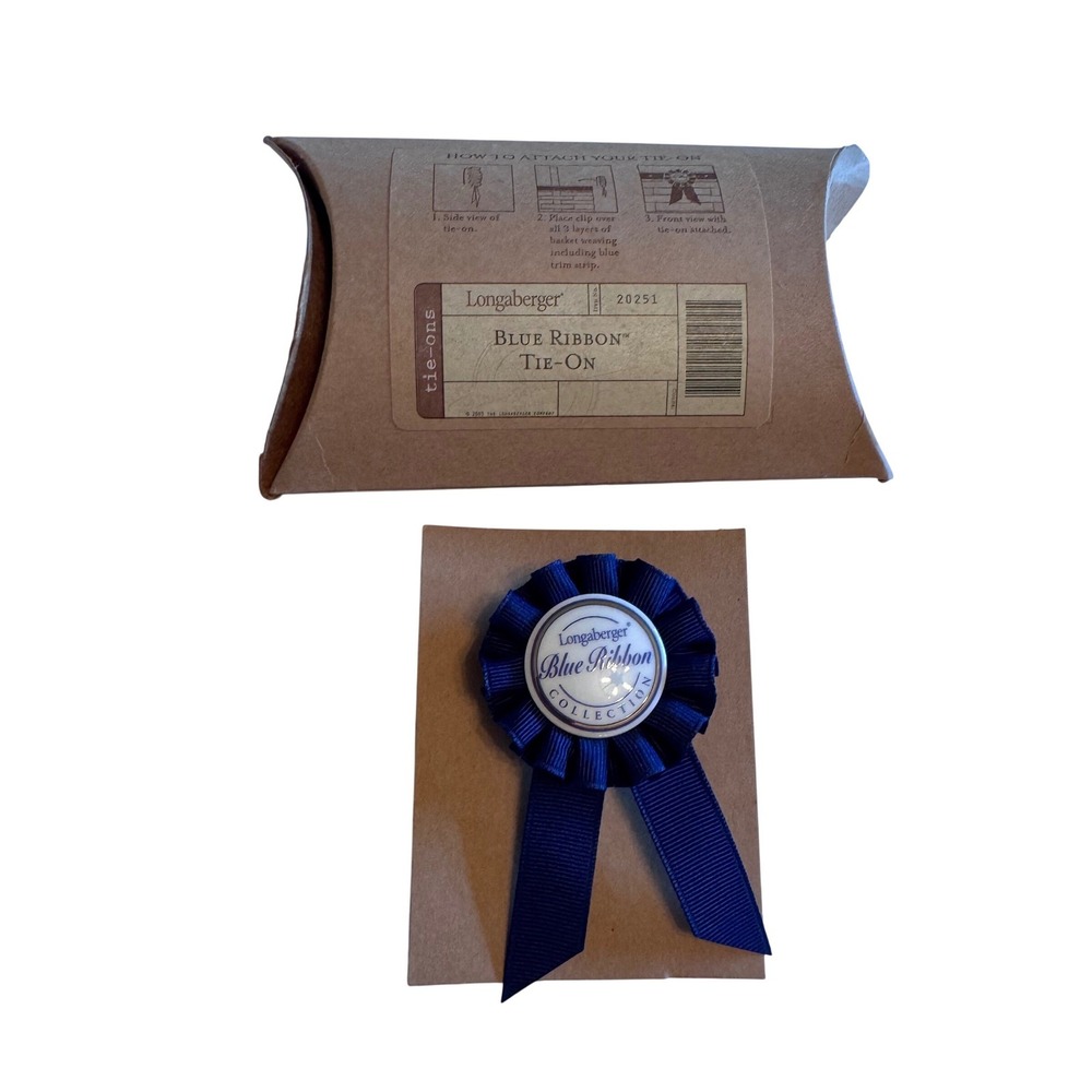 Longaberger Blue Ribbon Tie-On Basket Accessory 20251 Navy Blue New in Box